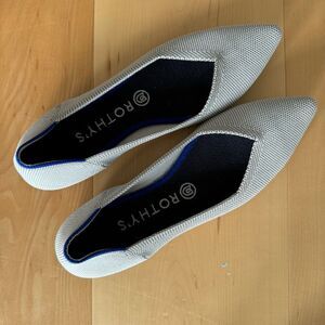 Like New Rothy’s The Point Flats Gray Diamond Twill 8 Pointed Toe Shoes
